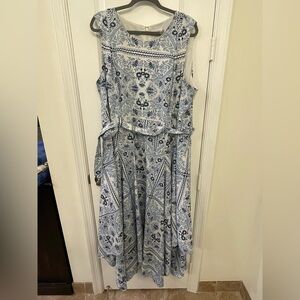 Calvin Klein Scarf Print Handkerchief Hem Dress